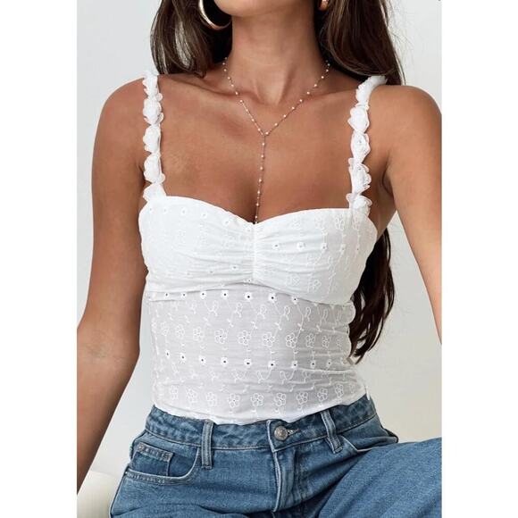 Princess polly franka white floral tank- size 0 - Picture 1 of 6